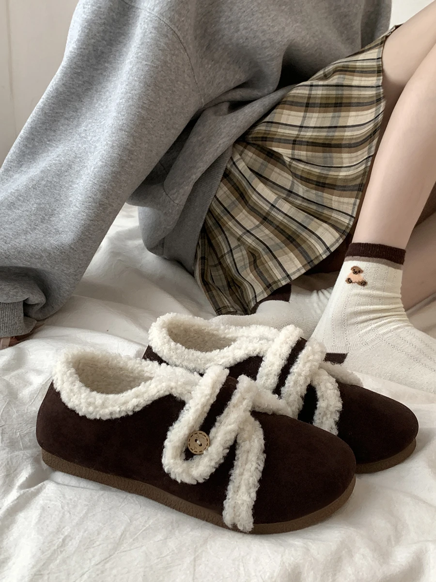 

Туфли женские зимние с мехом, кроссовки с закрытым носком, на резиновой подошве, повседневная обувь на осень-зиму