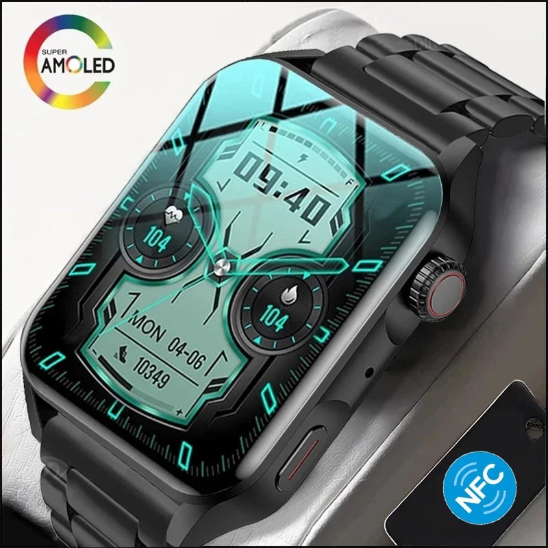 

2023 New NFC Smart Watch Men AMOLED HD Screen Always Display The Time Bluetooth Call IP68 Waterproof SmartWatch Women For Huawei