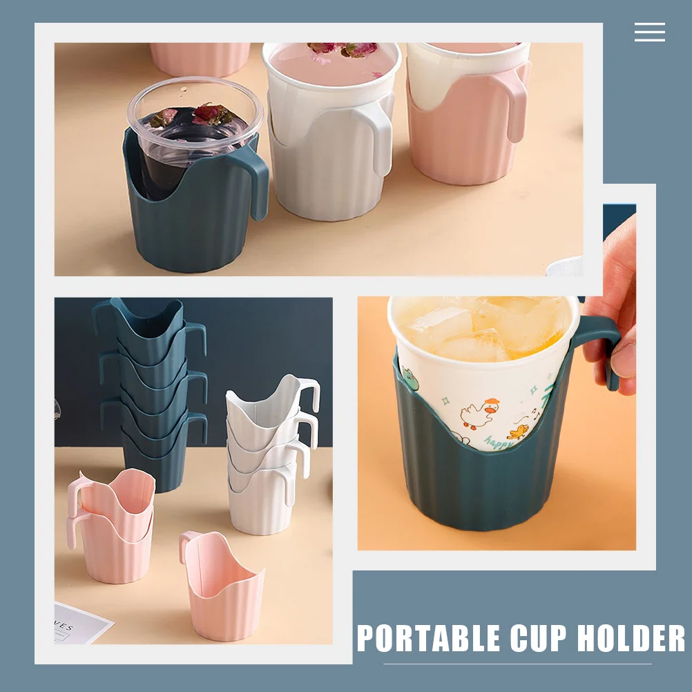 Anti Scalding Cup Holder 6 Pcs Paper Cup Sleeve Disposable Cups Holder Plastic Coffee Sleeve Insulated Tumbler