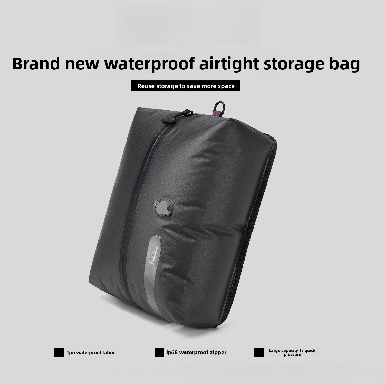 Outdoor waterproof air-free sealed bag travel clothing packing bag compression bag moisture-proof luggage portable storage