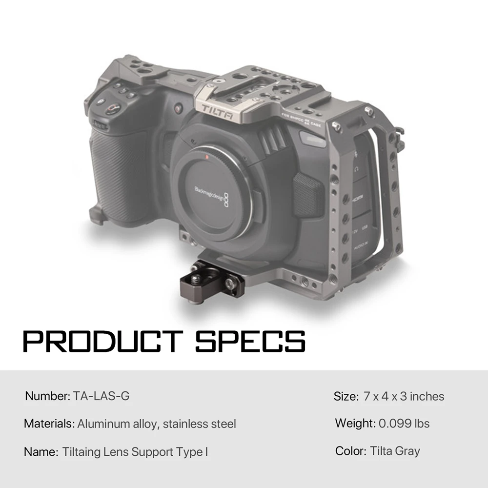 Tilta Ta-Las Supporto Lente Tipo I Compatibile Con Bmpcc-4K/6 K/Z Cam Blacktactical Grey