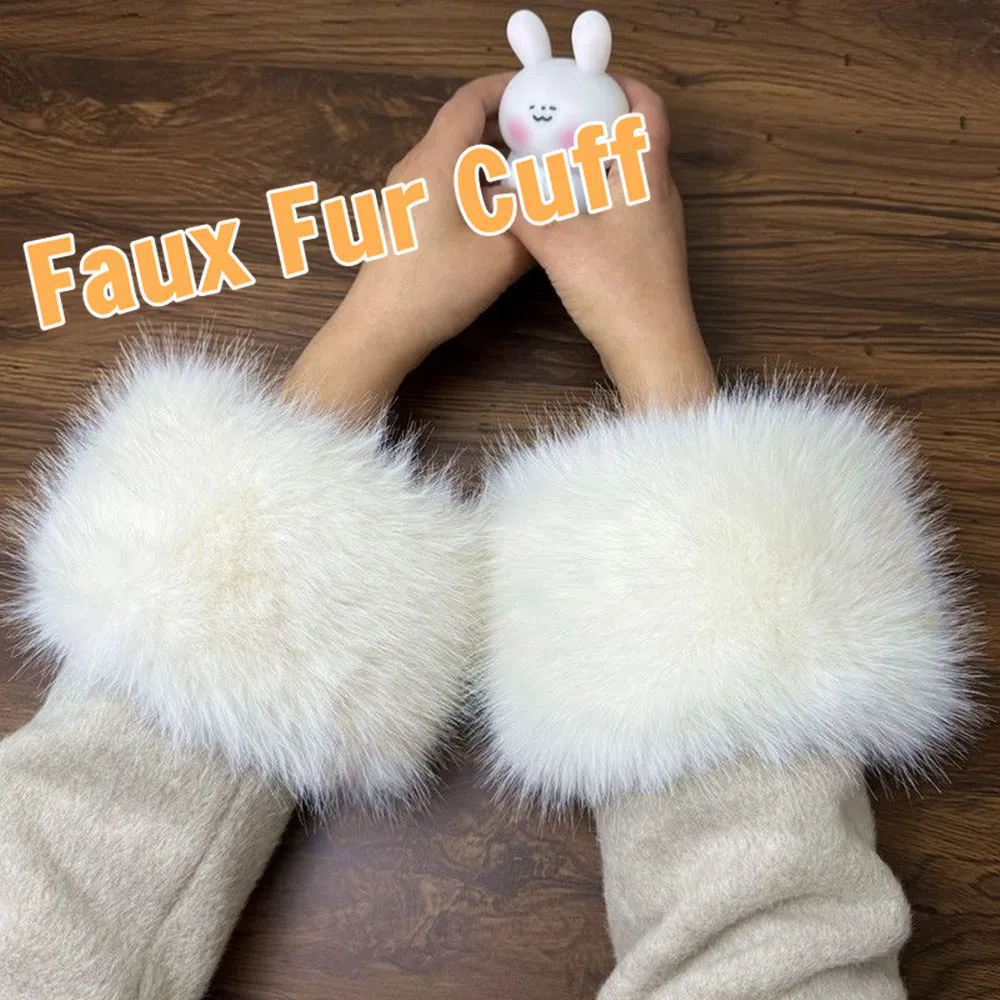 Femmes hiver chaud fausse fourrure manchette bras plus chaud doux élastique poignet claque sur poignets dame Bracelet fourrure Bracelet gants manches accessoire