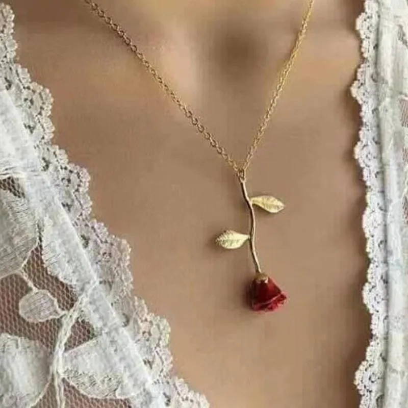 Collar Artesanal Con Colgante De Rosa Natural, Joyas únicas Hechas A Mano, Regalo Especial Para