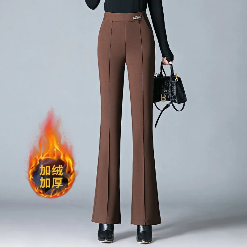 Coffee [fleece-lined & extra thick] butterfly logo flare pants