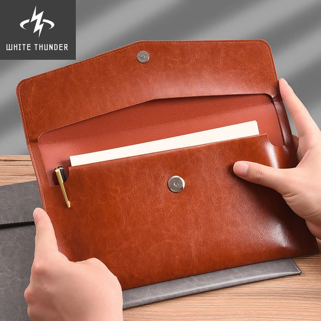 Pochette en cuir A4 A5 A6 pour dossiers et données, sac à documents, porte- documents à la mode, porte-documents de données, sac à documents pour  billets, fournitures scolaires et de bureau - AliExpress