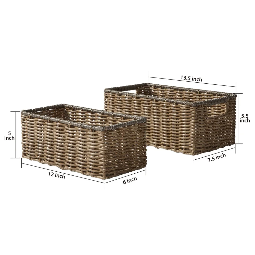 2-Piece Rattan Storage Basket Set 3