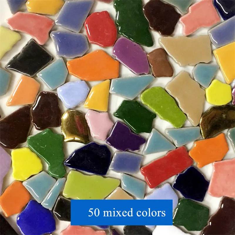 DIY Mosaic Supplies 100g 50 Mixed Color DIY Ceramic Mosaic Tiles Ceramic Irregular Mosaic Making Tiles DIY Wall Crafts Handmade Decorative Materials