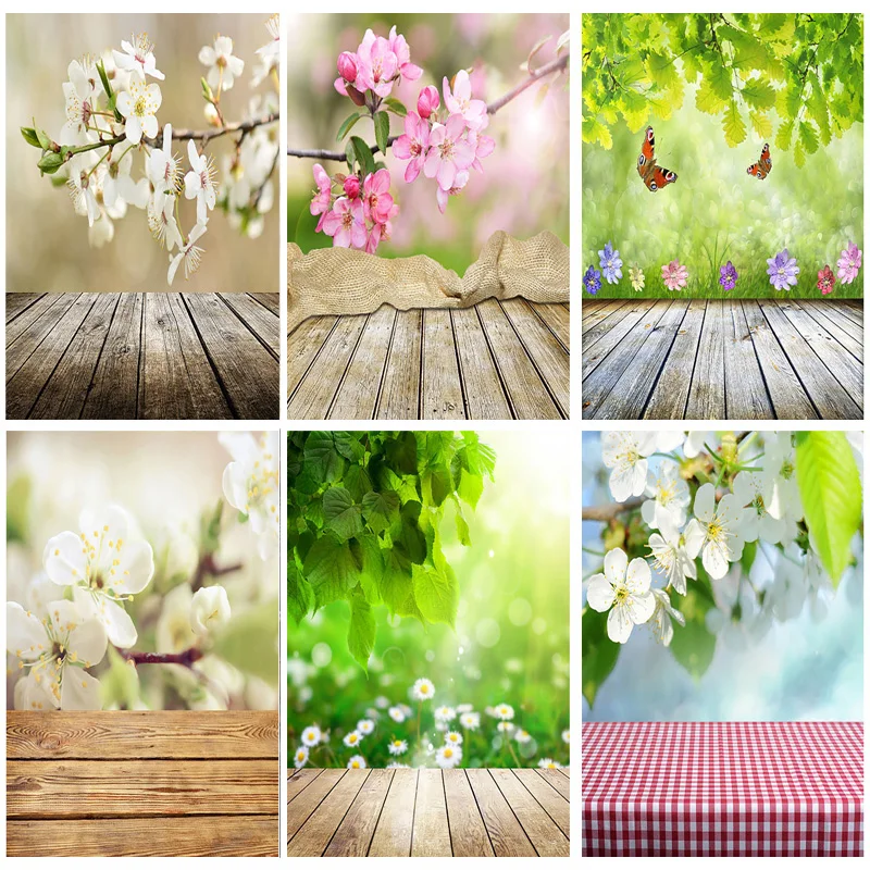 

Photorealistic Fabric Photography Backdrops Props Flower Wooden Floor Landscape Photo Studio Background 22326 HMB-01