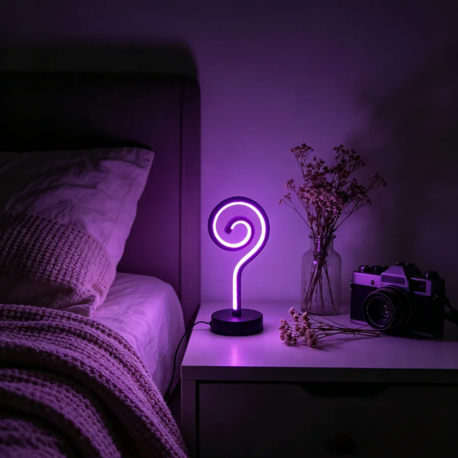 1PC 현대식 나선형 물음표 LED 테이블 램프, RGB 색상 변경 네온 조명, USB 전원 장식 램프 (침실, 파티용)