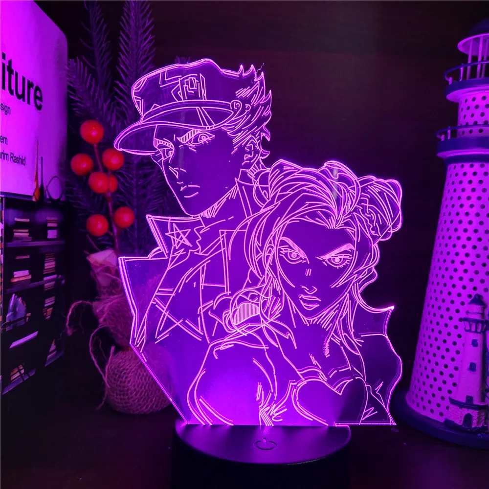 JoJos Bizarre Adventure Kujo Jotaro Jolyne Cujoh LED Anime 3D Night