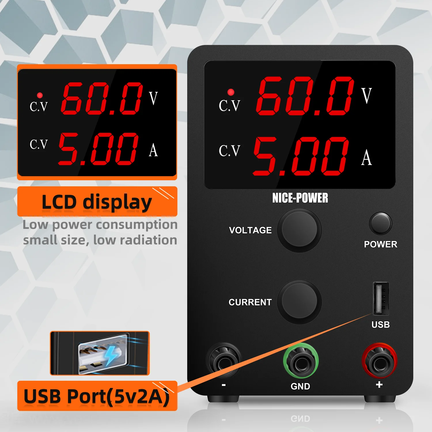 

Nice-power USB DC Regulated Lab Power Supply Adjustable 30V 10A Laboratory 60V 5A Voltage Regulator Stabilizer Bench Source DIY