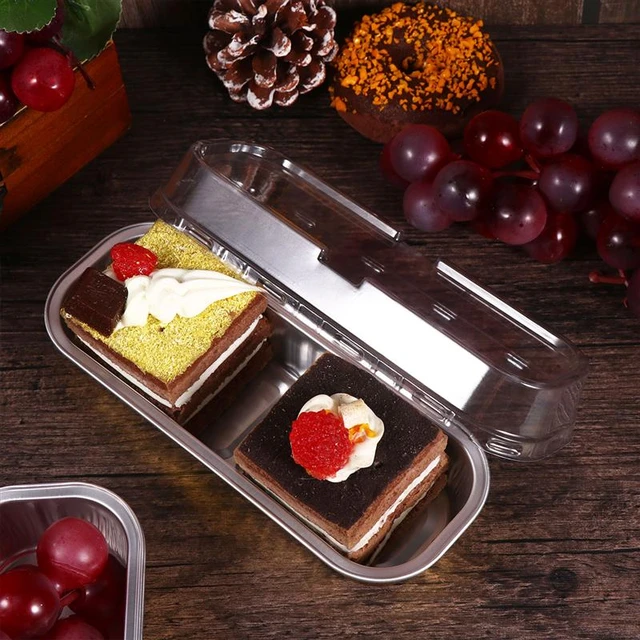 10Pcs 168ml Rectangular Aluminium Foil Baking Cups Heat Resistant Cupcake  Liner Molds Dessert Cake Box With