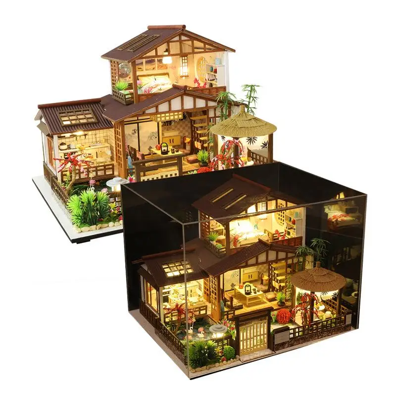 

DIY Miniature House Kit Mini House Making Japanese Style Handmade House Kit With Music Movement LED DIY Crafts For Adults Kids