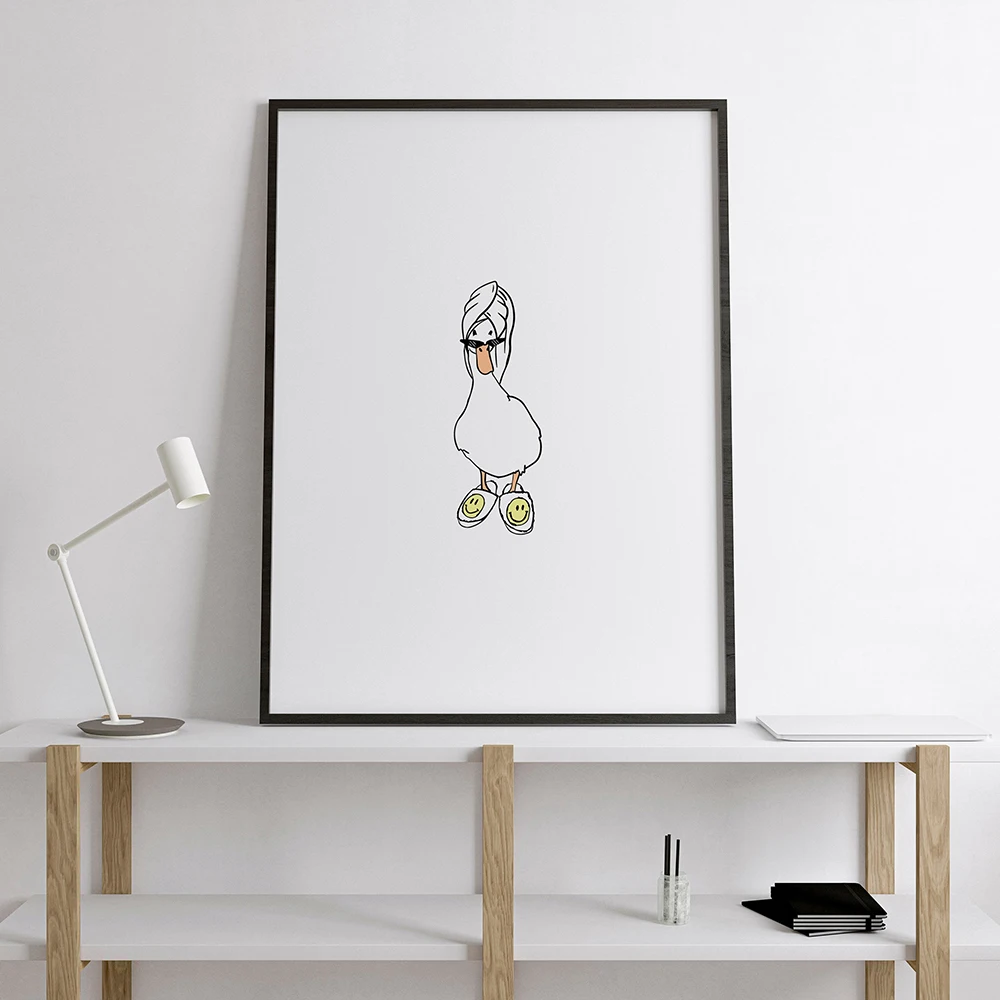 Bath Animal Duck Cute Line Wall Art Canvas Painting Funny Bagno Rules Sign Poster E Stampe Immagini Bagno Home Decor