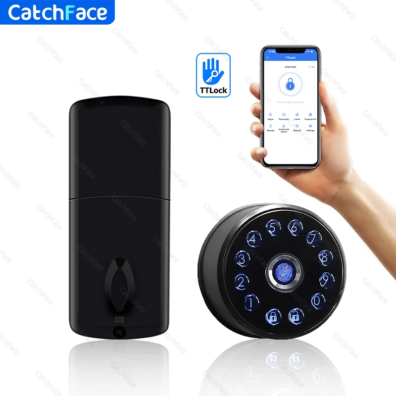 

Smart Deadbolt Automatic Door Lock Latc TTlock App Wifi BLE Fingerprint Electronic keyless Keypad Frid Card Control Center Alexa