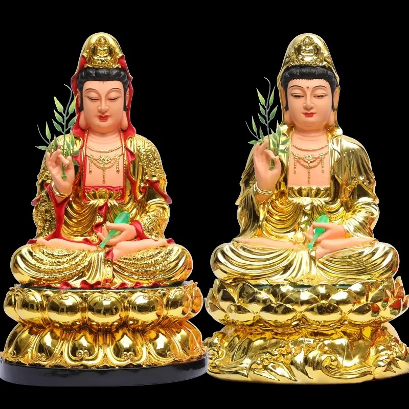 Handmade Resin Guanyin Buddha Temple, Household Ornaments, Nanhai Guanyin God, 30cm, 11.8 "(H)