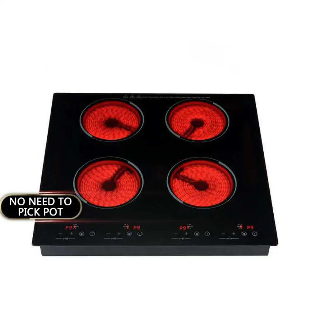 Commercial electric ceramic stove with built-in dual purpose four head electric ceramic stove four head cooker