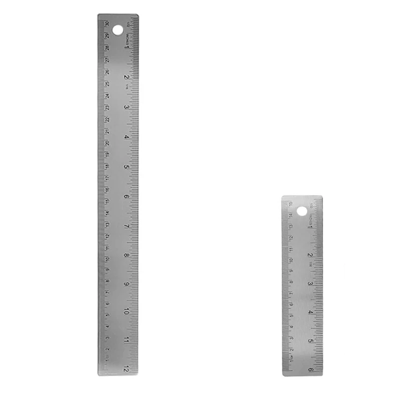 Stainless Steel Cork Back Metal Ruler, 6 Inch 12 Inch Straight Edge Cork Base Rulers, Metal Ruler Backed