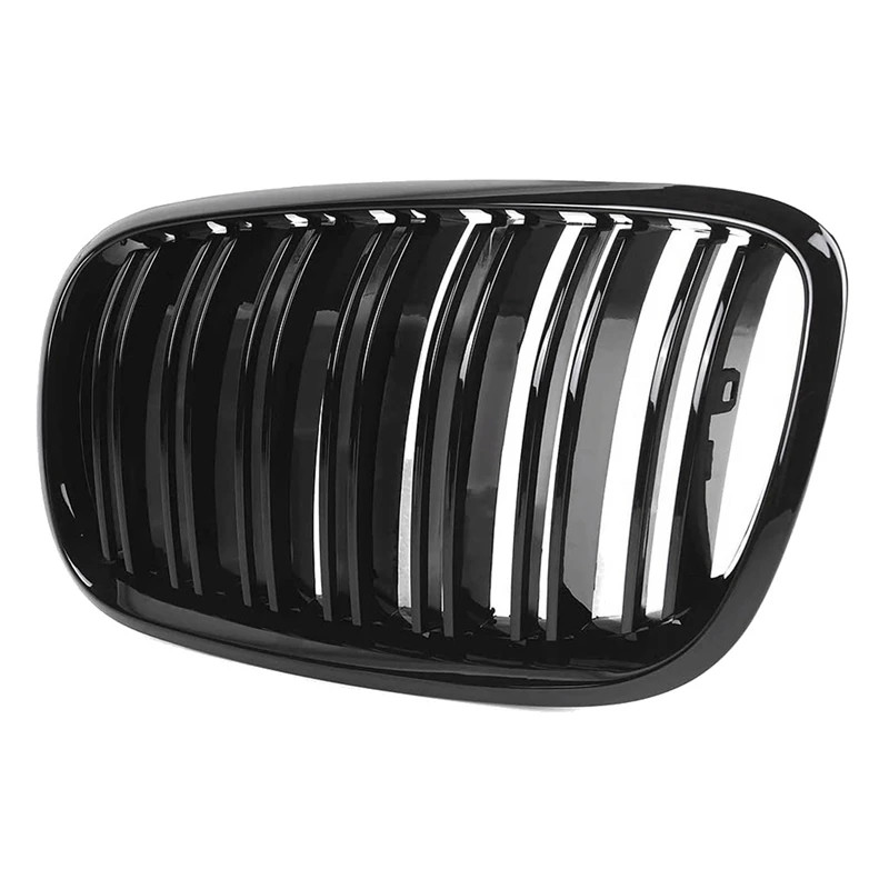 BMW X5 E70 2007-2013 X6 E71 2008-2014 용 광택 블랙 자동차 전면 키드니 그릴, 2 개