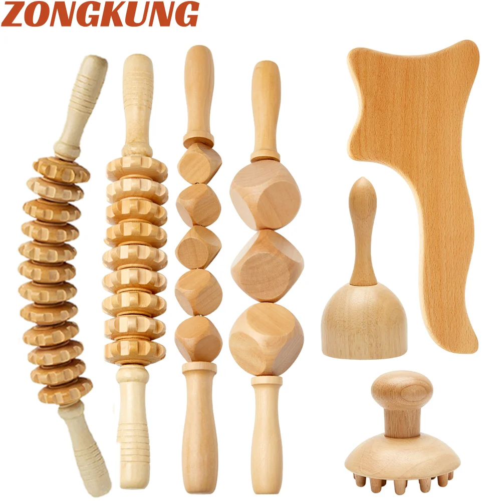 Wood Therapy Massage Tools Maderoterapia Kit Lymphatic Drainage Massager Wooden Massager Body Sculpting Tools for Anti-Cellulite