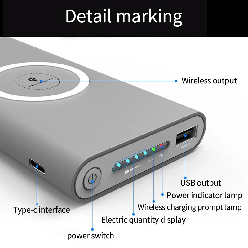 200000mAh Wireless Power Bank Fast Charging UltraLarge Capacity Mobile Power Supply Built-In Cable Portable Safe Powerbank 4