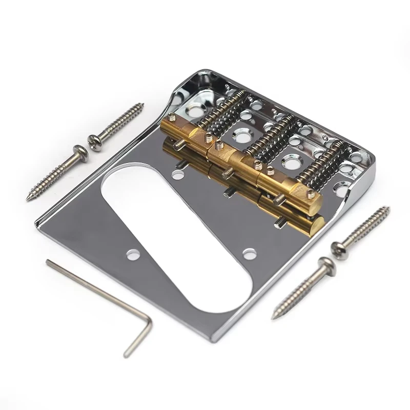 Vintage Telecaster TL Bridge System | Sattel-Array aus Messing mit 3 Schrauben | Verchromter Aschenbecher mit Intonationsschrauben für Tele-Gitarre – Detail 16