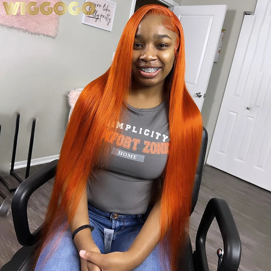 Orange Ginger Lace Front Wig Human Hair Straight 13X4 13X6 Hd Frontal Wig
