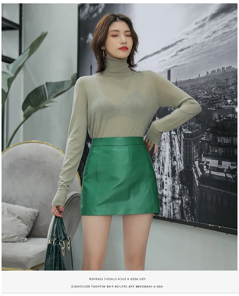 Sheepskin Leather Skirt Women 2024 Fashion New High Waist Skirt Spring Autumn Slim Mini Skirt Genuine Leather Shorts Boots Y2k 5