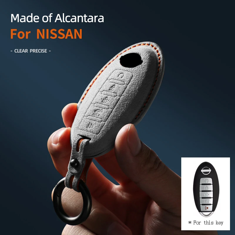 

Alcantara Car Key Case Cover Key Caver For Nissan Rouge Maxima Altima Sentra Murano Qashqai 5 Buttons Keychain