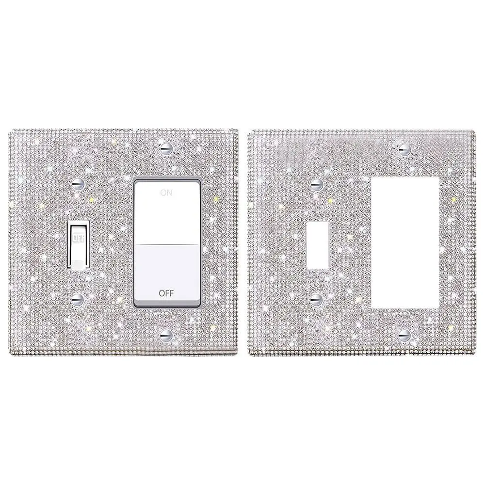 Access Panel Switch Panel Sticker Rhinestones Socket Frame Wall Plate Cover Bling Plug Outlet Glitter Crystal Home Decoration