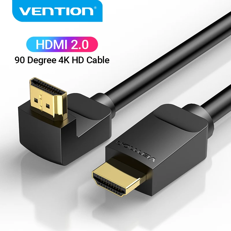 Premium Vention 4K HDMI Cable with 90/270 Degree Angle Adapter