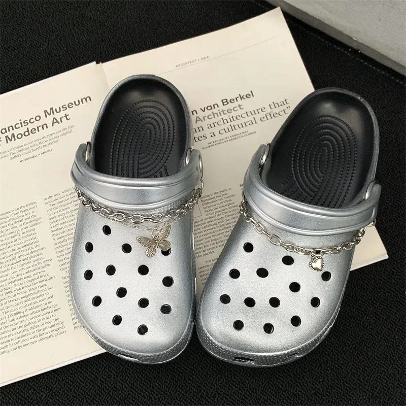 AY silver hole shoes + chain