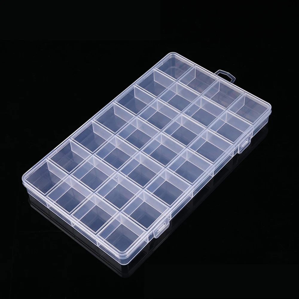 Description Picture 4 of item24/28 Grids Plastic Storage Box Beaded Material Storage Box Transparent Women Jewelry Protevtive Case Practical Display Box