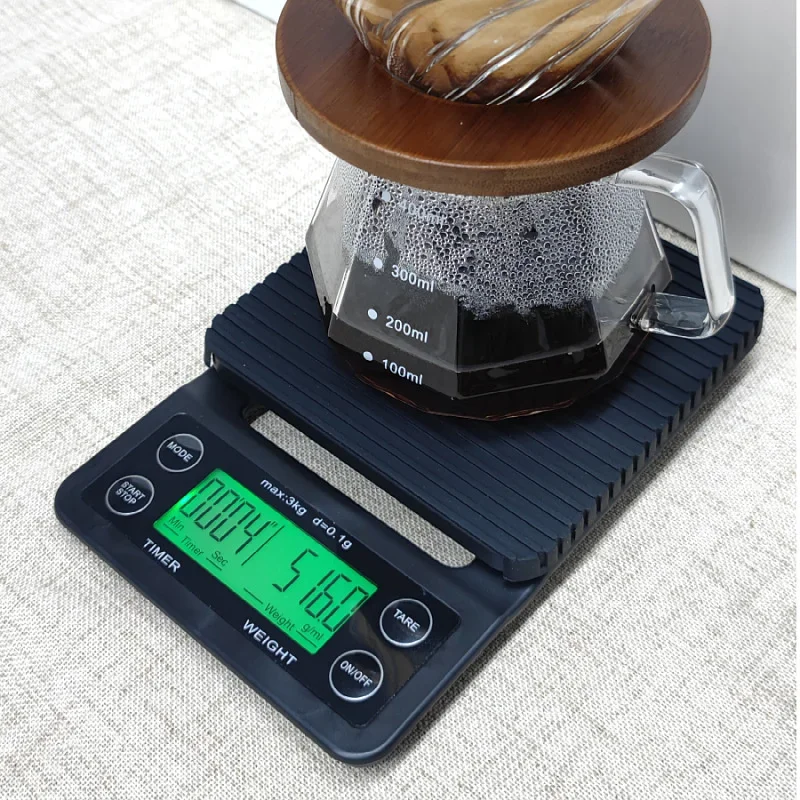 

3kg/5kg 0.1g Black Precision Coffee Digital Scale With Backlight Timer Kitchen Scale For Food Weighing LCD Display Coffee Scale