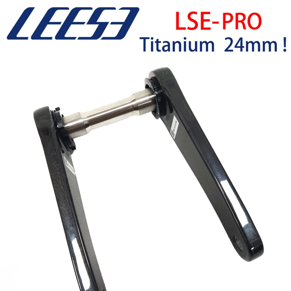LEESE New! Carbon Fiber Crank Titanium alloy Axis 24mm Bicycle