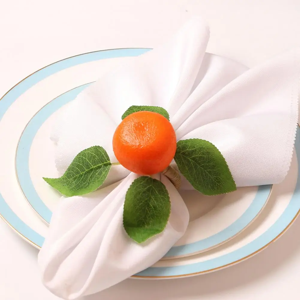 Orange Napkin Ring Lightweight Napkin Holder Bohemian Tangerine Buckles For Rustic Wedding Holiday Dining Set For Table