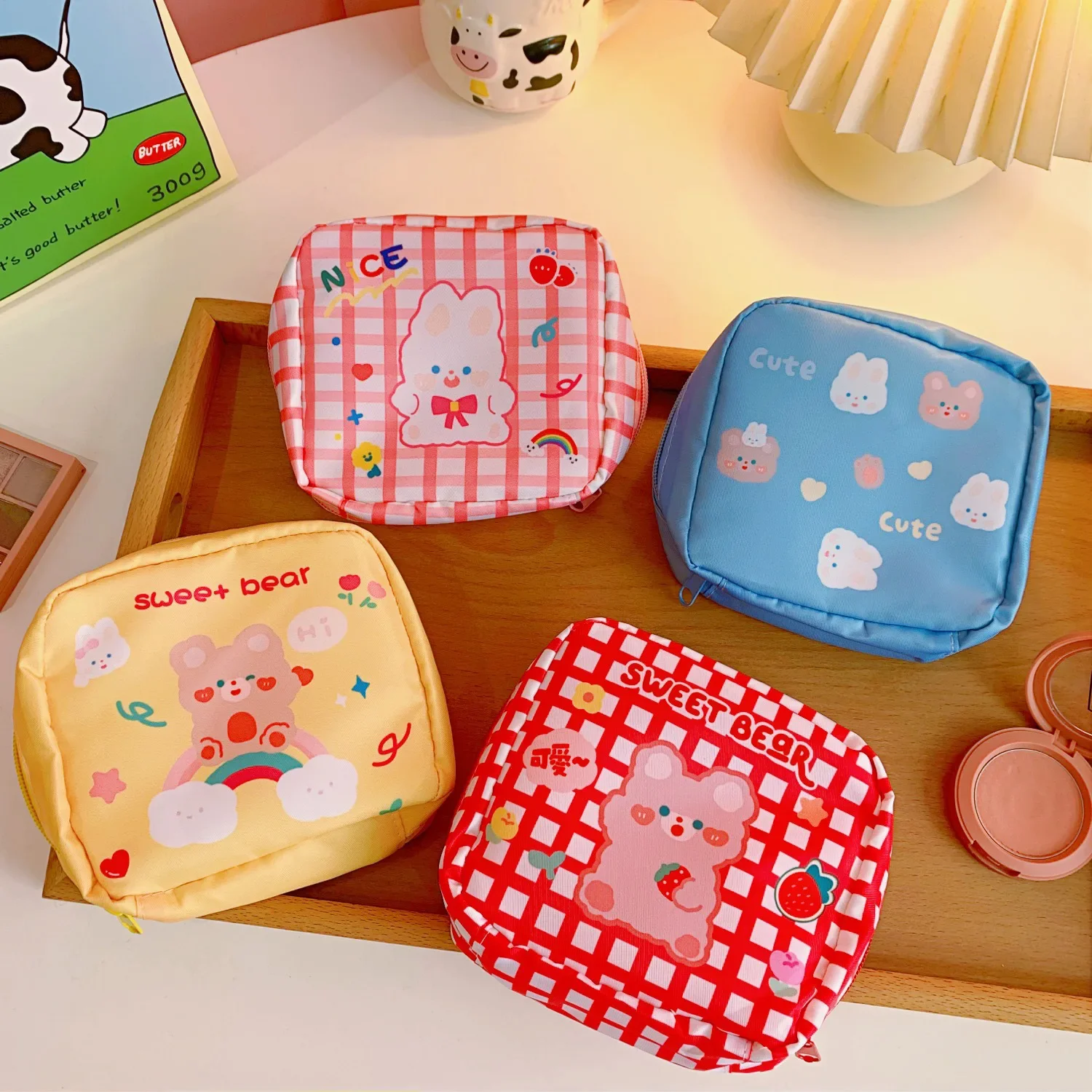 

Key Storage Bag Cute Pencil Case Portable Sanitary Napkin Storage Pouch Korean Japanese Stationery Office Supplies