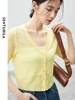 SENTUBILA Soft Short Sleeve Cropped Knitted Cardigan 2024 Summer New Female Knitwears V-neck Single Breasted Tops W42H54604 4