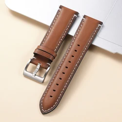 Vintage Oil Wax Leather Watch Strap with Quick Release - 20mm/22mm, Unisex Sport Bracelet - 22mm (Light Brown)