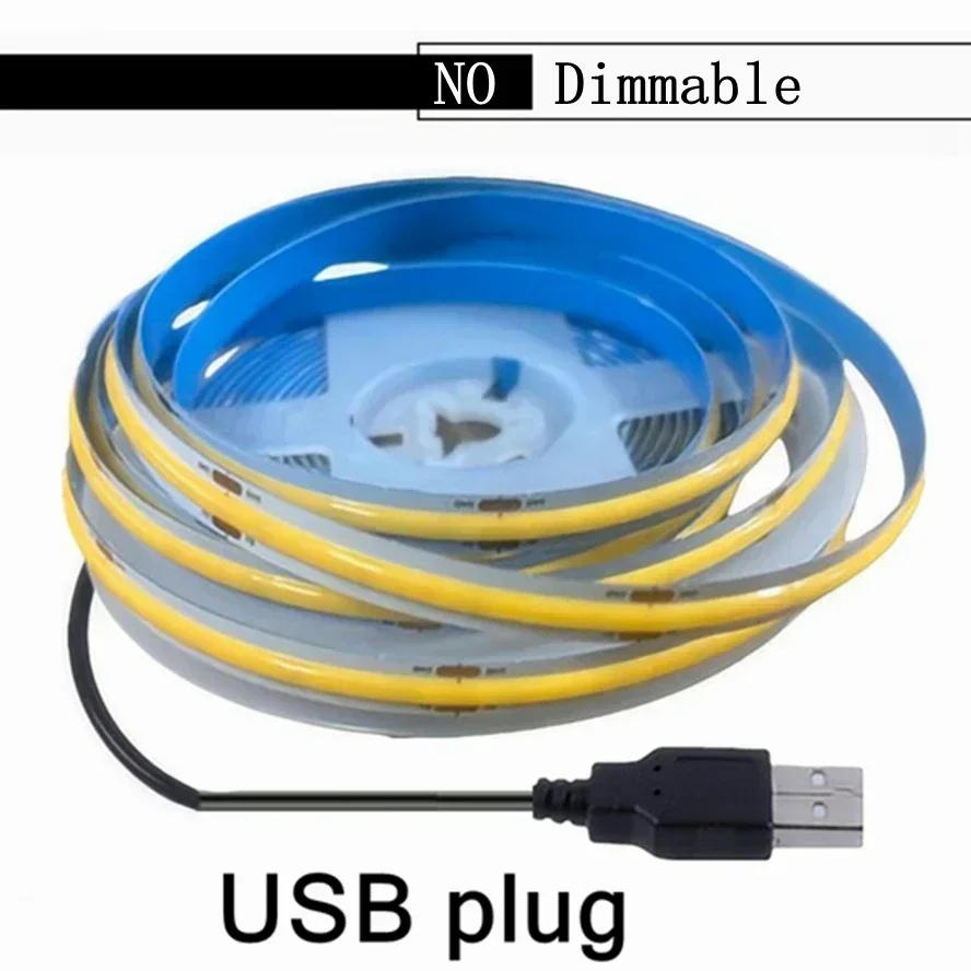 Ultra-Luminous USB-Powered COB LED Strip Light with Adjustable Touch Sensor and Hand Scan Dimming