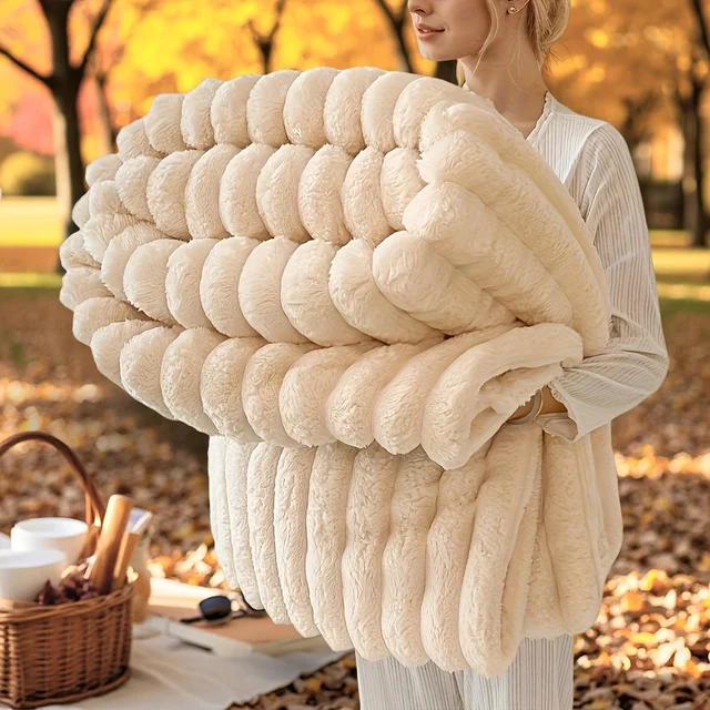Couverture Multifonctionnelle en Flanelle Rayée Épaisse et Large, Peut Servir de Drap, Couverture de Lit, Couverture de Canapé ou Couverture de Sieste Cama Sofá Siesta Dormitorio Sala de estar Viaje Hogar Flanelle Épai 1