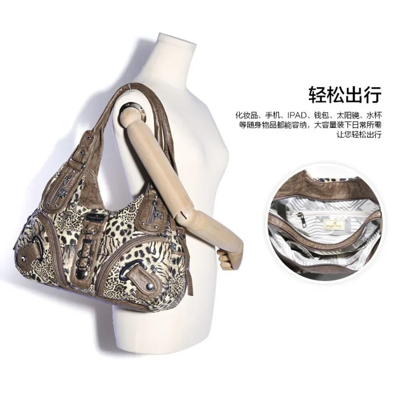 Angelkiss Women Handbags Leopard Bag Top-handle Handbag Fashion Satchel Dumpling Pack Shoulder Bag Tote Bag Hobos Large Purse 4