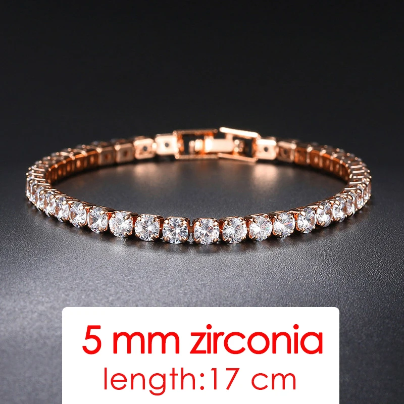 Rose Gold Cubic Zirconia Tennis Bracelet - Elegant Fashion Jewelry Gift