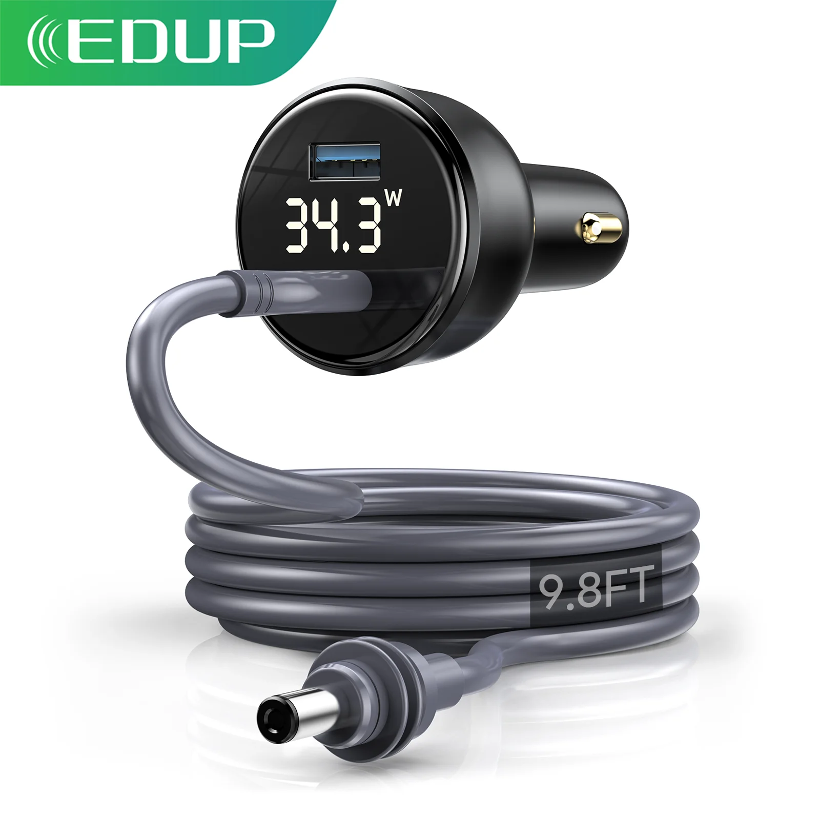 EDUP SK0102 Starlink Mini 100w 2-in-1 Car adapter 3M Type-C to DC Cable LED Screen insert car cigarette lighter Cable Laptop Power Adapter