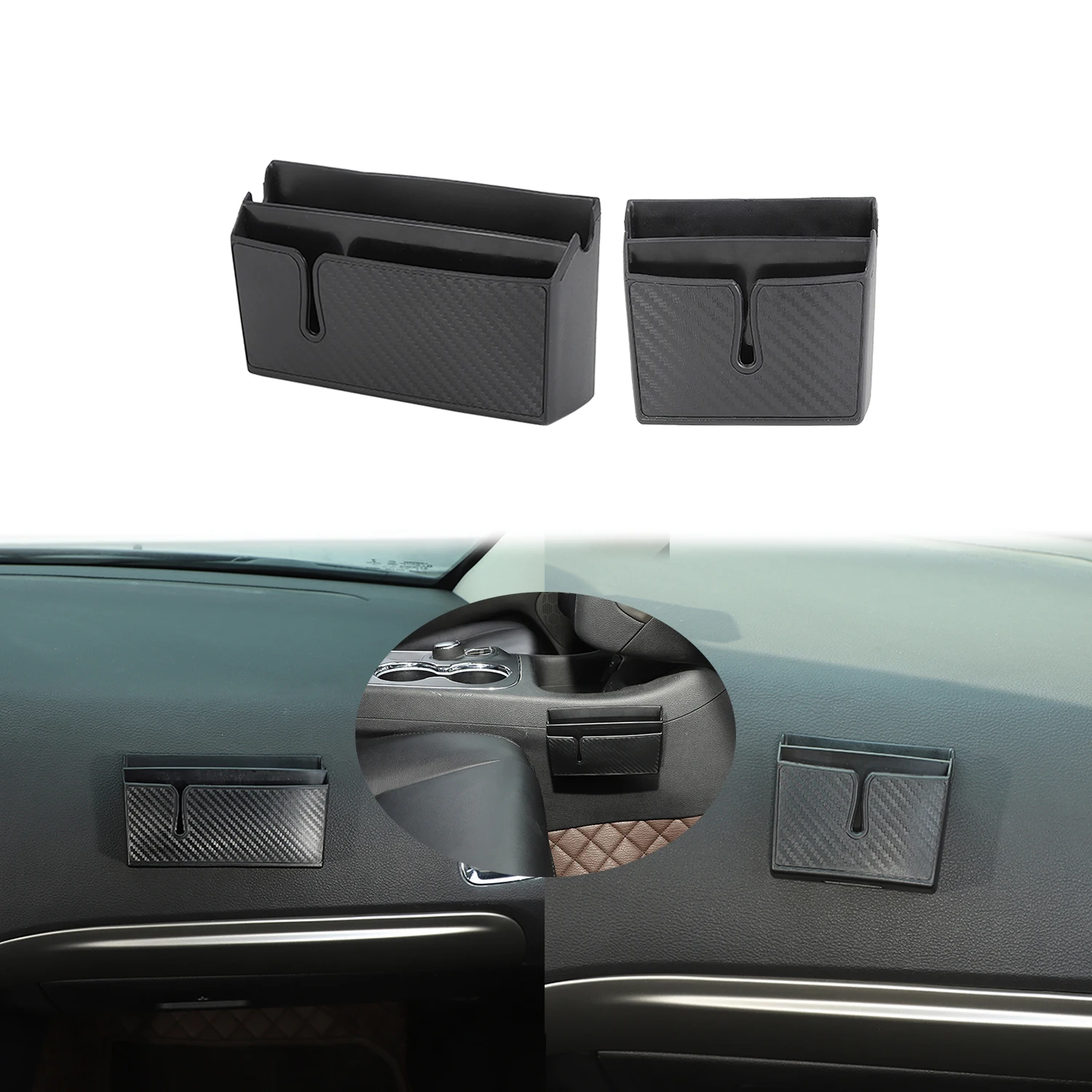 

Dashboard Double Layer Storage Box for Dodge Durango 2011-2023 Gear Shift Organizer Tray ABS Black Car Interior Accessories