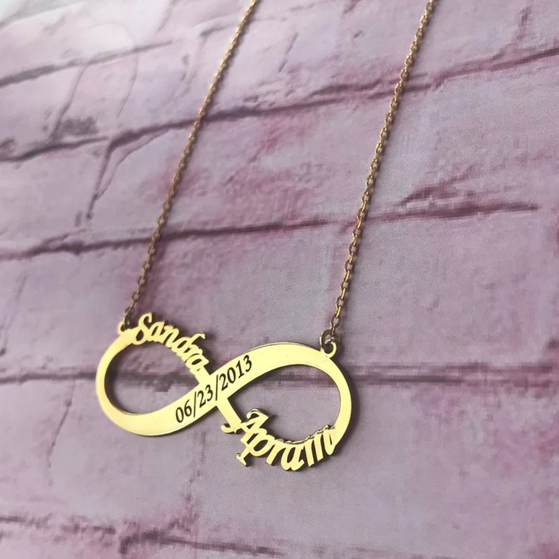 Boho Double Name Necklace Personalized 