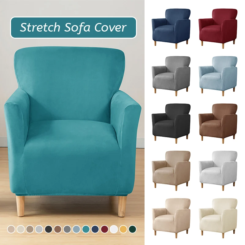Velvet Club Bath Tub Armchairs Cover Single Sofa Covers Stretch Couch