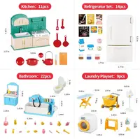 Ensemble de meubles pour maison de poupée, salle de bain/cuisine/réfrigérateur/Machine à laver, linge pour enfants, maison de poupée Miniature, jouets de simulation 2