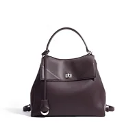 Sac à main en cuir véritable pour femmes, Design de marque, Simple, décontracté, polyvalent, pour maman, grande capacité, fourre-tout de banlieue, sac à dos de voyage 1