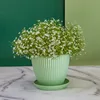 Flower Pot Round Planters Succulents Plant Pot with Tray Office Desktop Balcony Home Garden Decoration Outdoor Potted 5 Sizes 4
